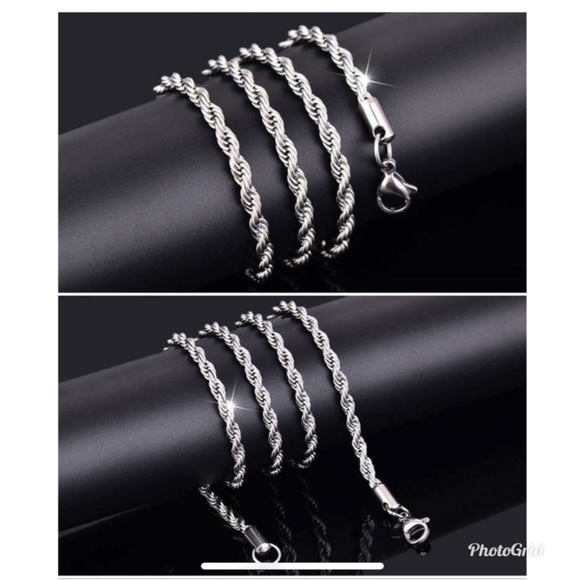 Unisex Party Wedding Gift Silver 3MM Rope Chain - Picture 4 of 11